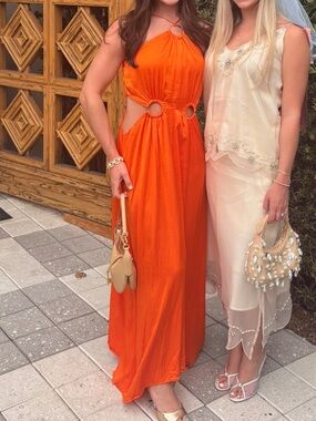 Elliatt Orange Halter Cutout Maxi Dress